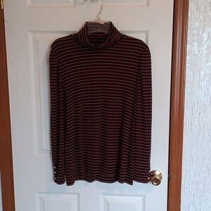 Talbots Black and Rust Striped Turtleneck